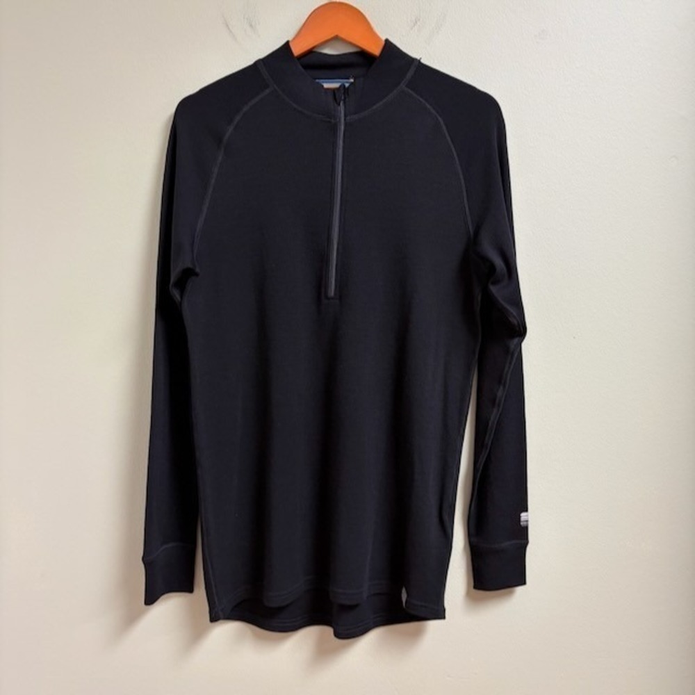 Meriwool Base Layer Mens Merino Extra‎ Fine 250g Long Sleeve XL Black 1/4 Zip